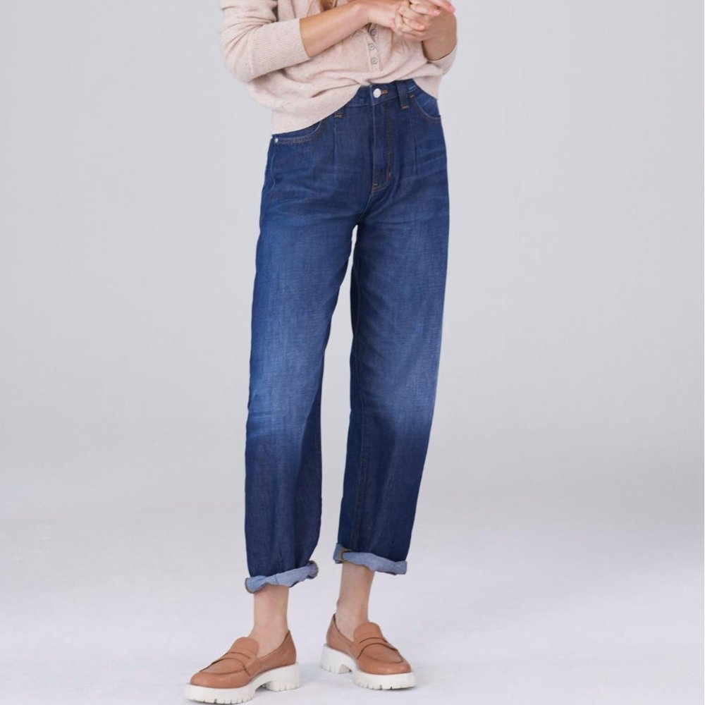 NWT Anthropologie Pilcro the Breaker Relaxed Jeans, Dark Wash, Size 25.